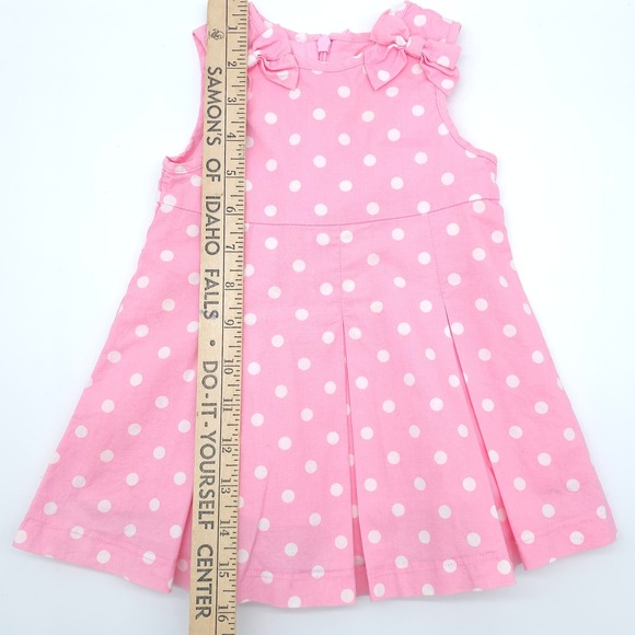Vintage The Children's Place Dress Baby Girl Pink Polka Dot Pleated 3-6 Months - Picture 6 of 6